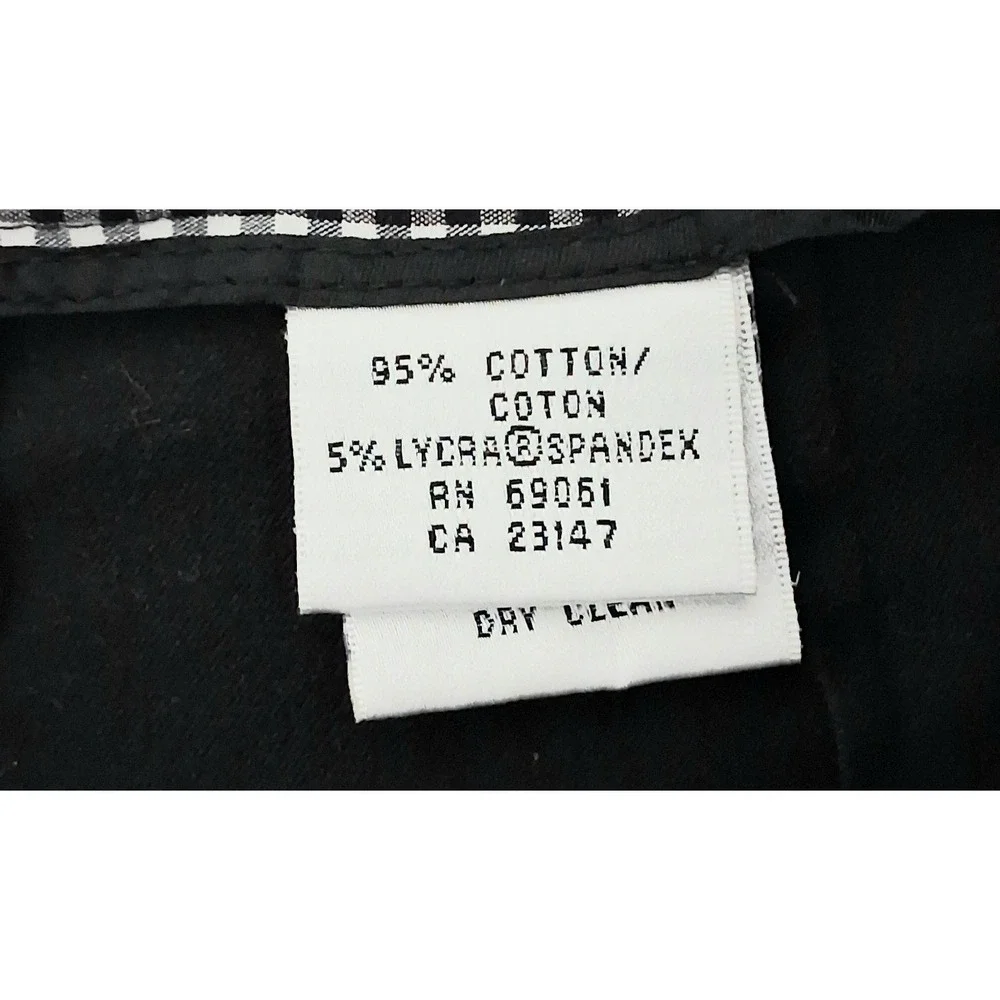 Talbots Pants Women's Size 14 Black Cropped Tie Hem Gingham Zip Pre-owned